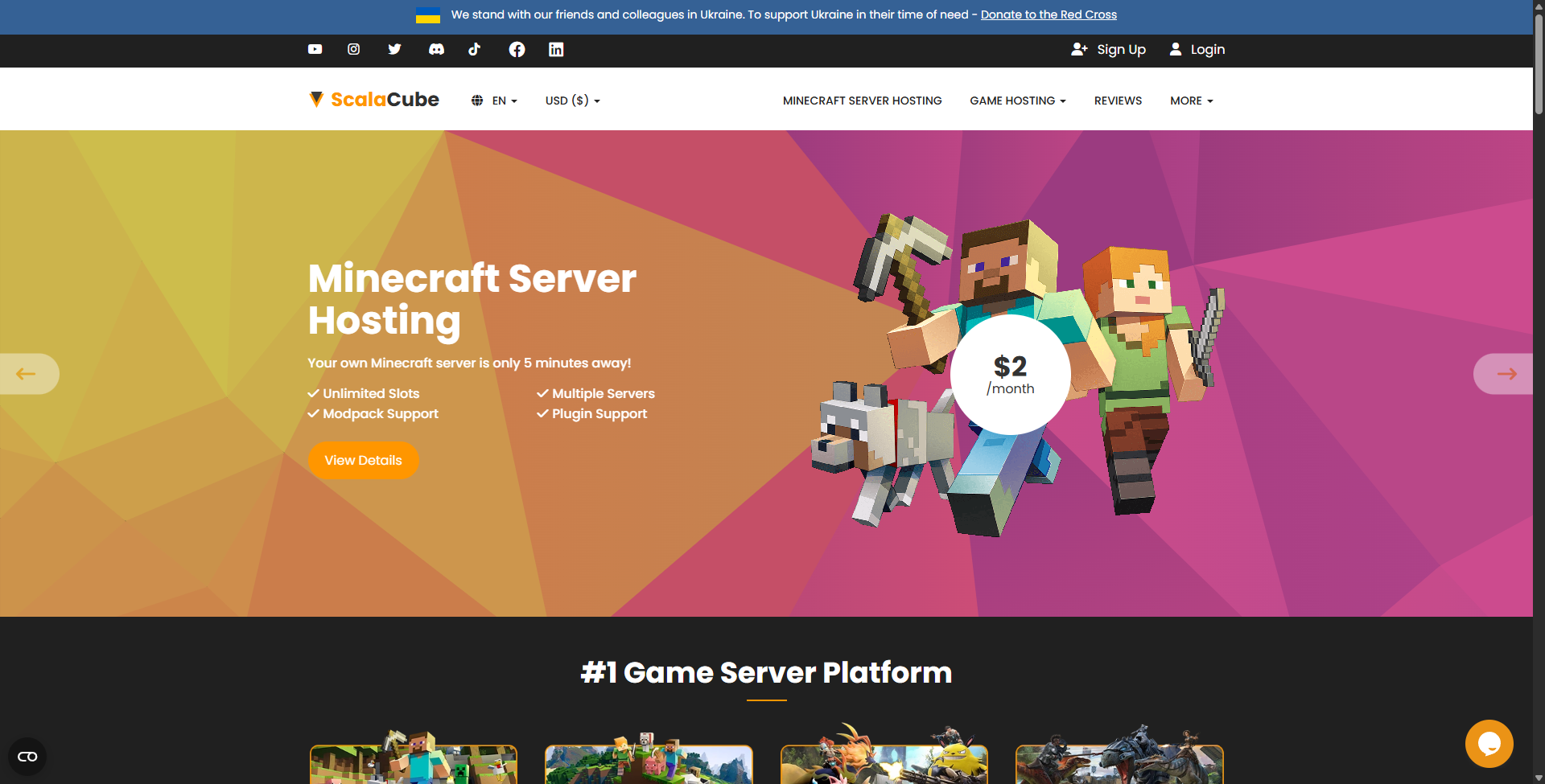 Image showcasing the homepage of Scalacube