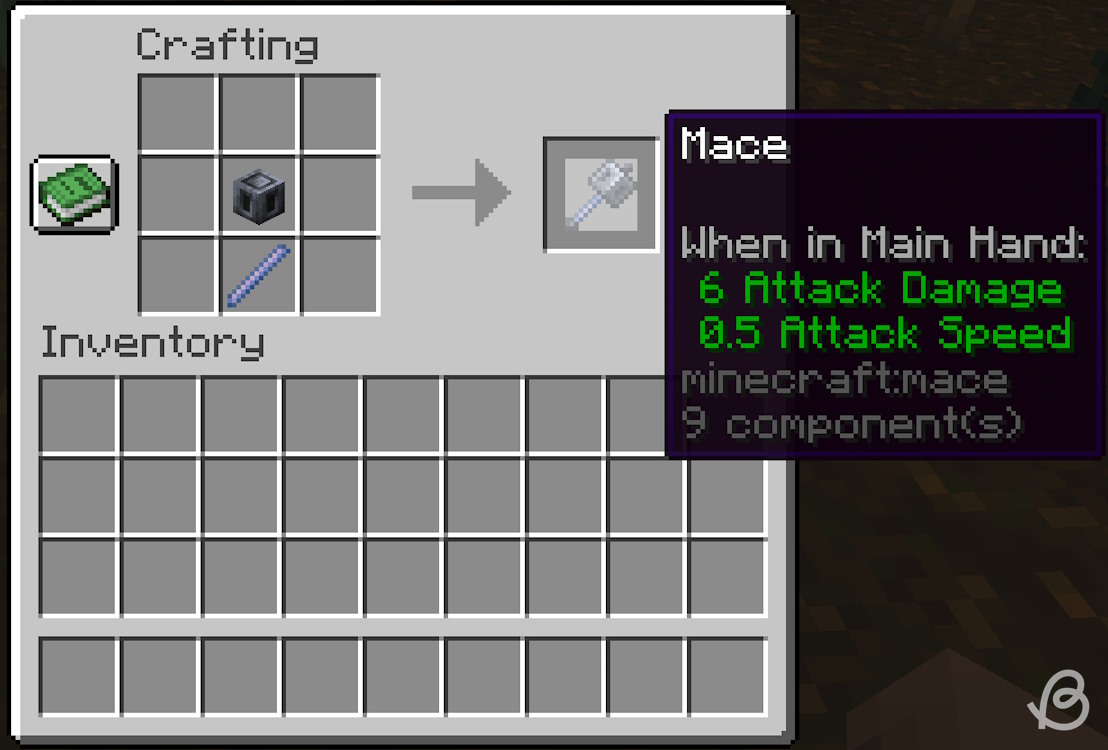 This image showcases how to craft the Mace Weapon in the new Tricky Trials update.