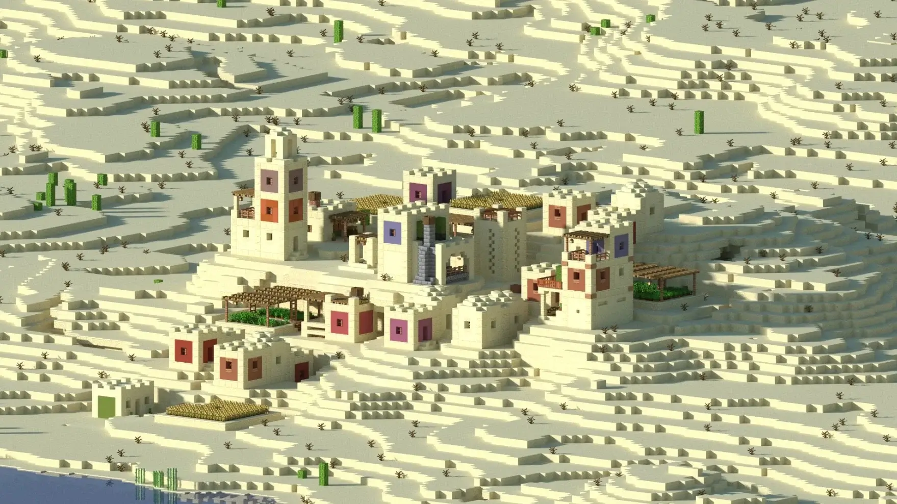 A beautifully redesigned Minecraft desert village