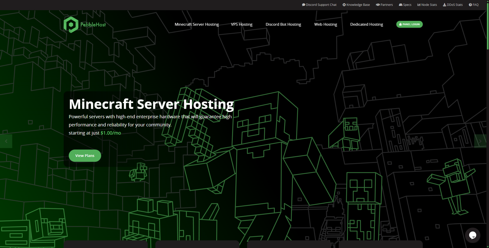 Image showcasing the homepage of Pebblehost