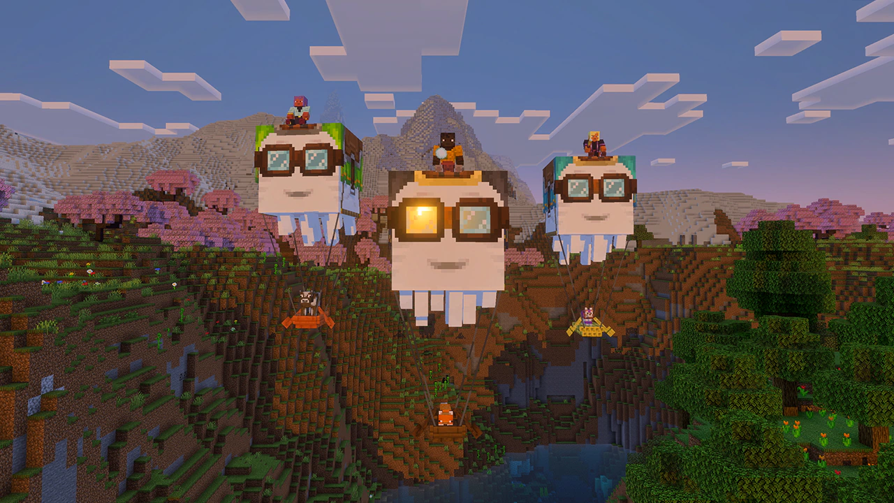 Image showcasing the new Happy Ghasts in the new Minecraft 1.21.6 update