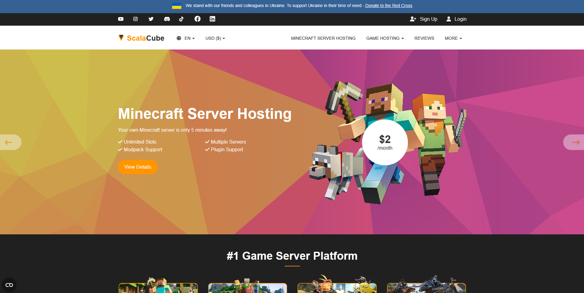 Image showcasing the homepage of Scalacube