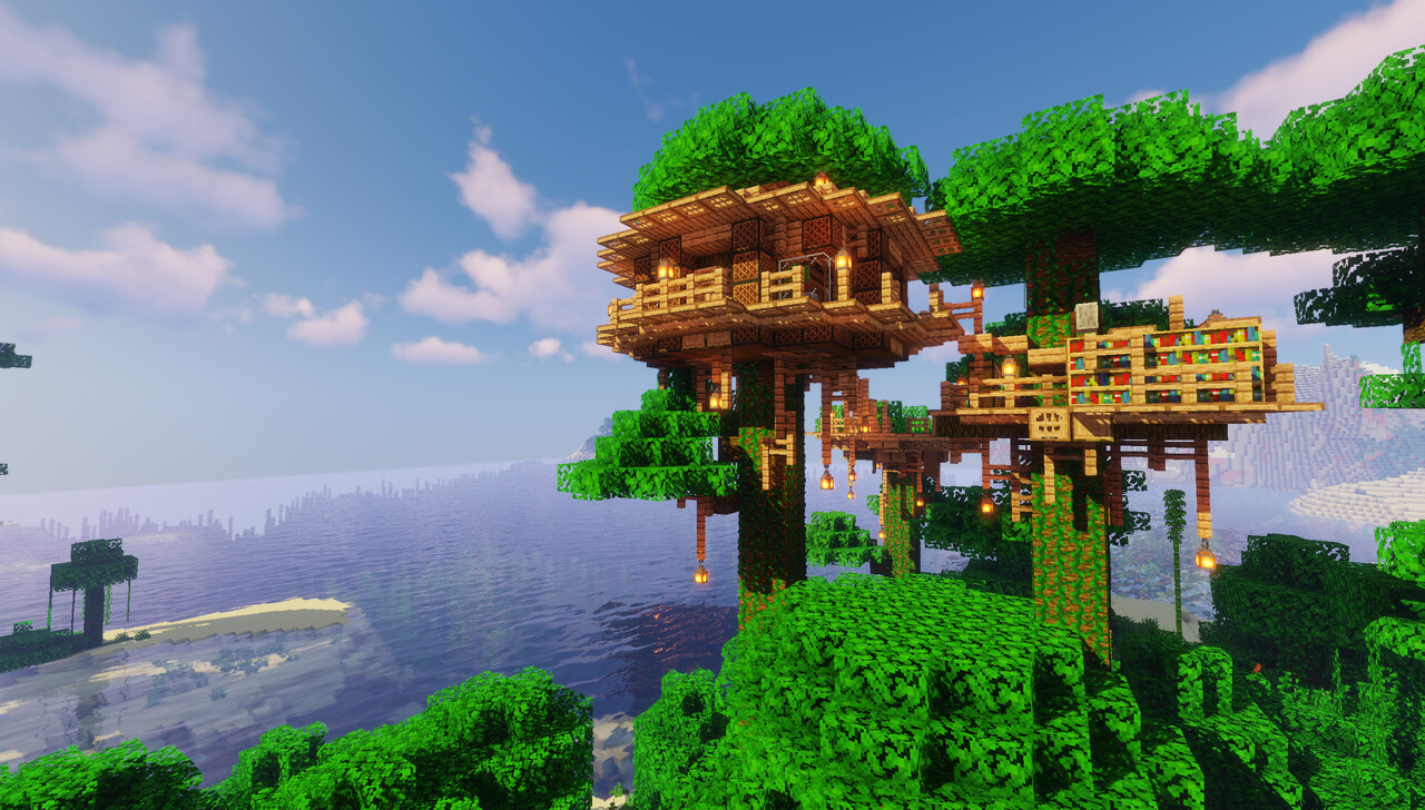 Jungle treehouse Village built in Minecraft