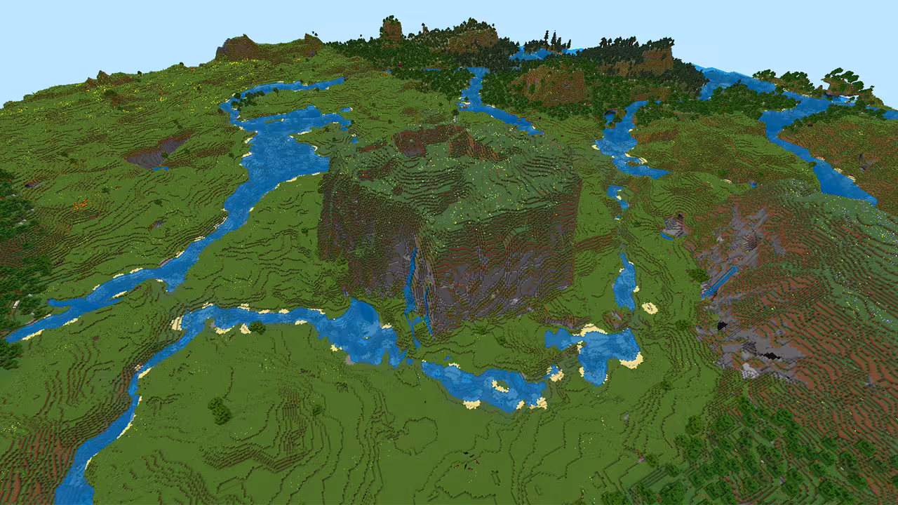 image of Minecraft acropolis in the middle of plain