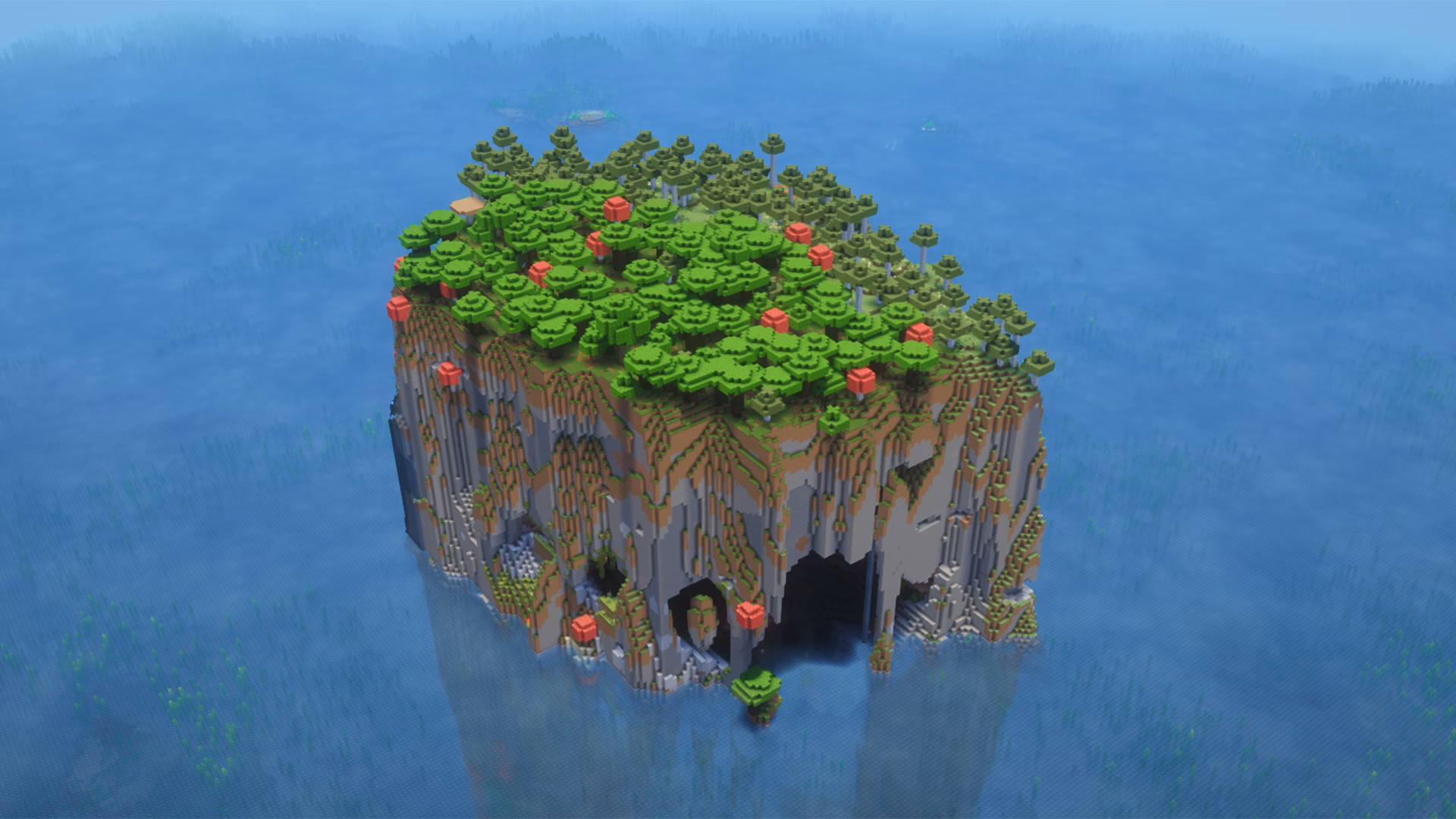 Minecraft island with steep cliffs seed