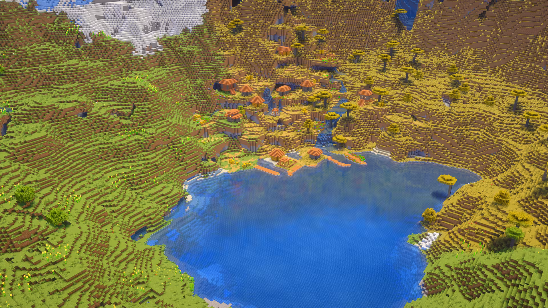 image of Minecraft seed with lakeside village