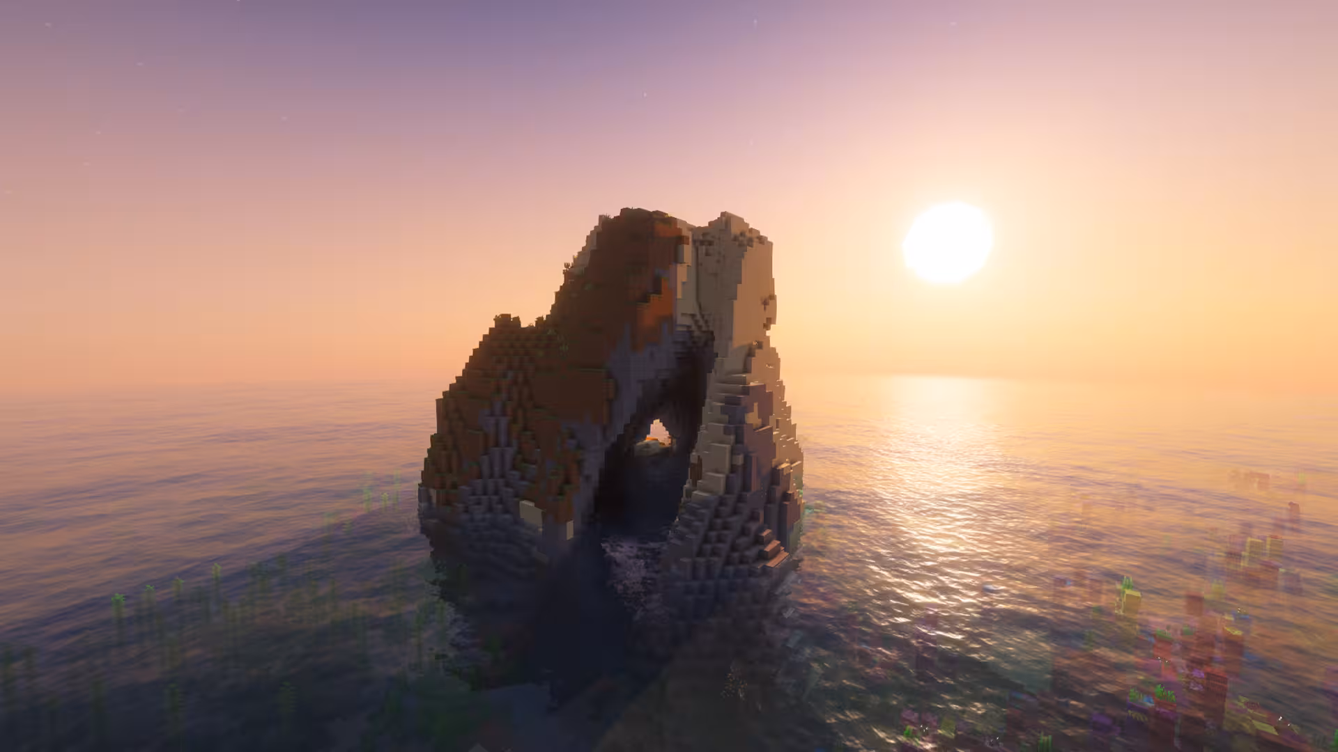 Floating badlands-desert hybrid island cave